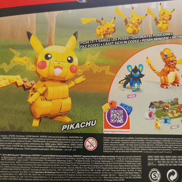 Pokemon Pikachu Mega Construx Building Toy Poseable 211 Pieces Articulated NEW - Picture 2 of 7
